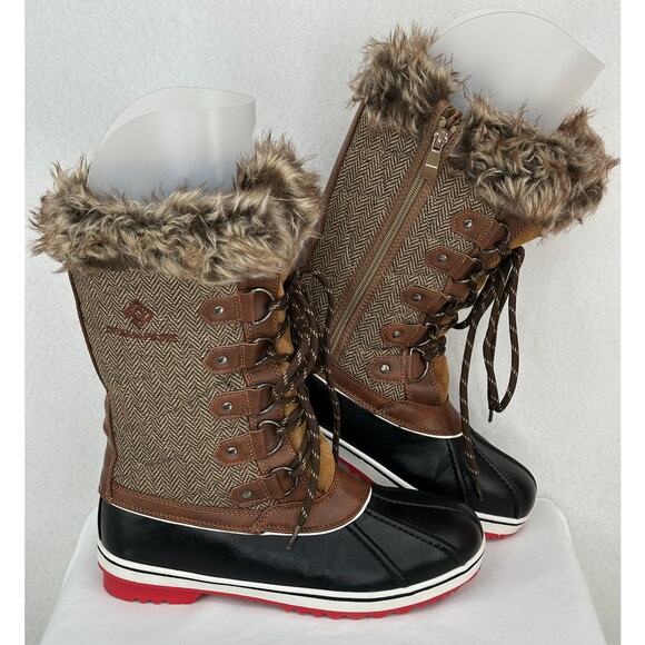 Dream Pairs Brown Mid Calf Fur Snow 3M Thinsulate Water Resistant Boots 9 - Picture 2 of 9